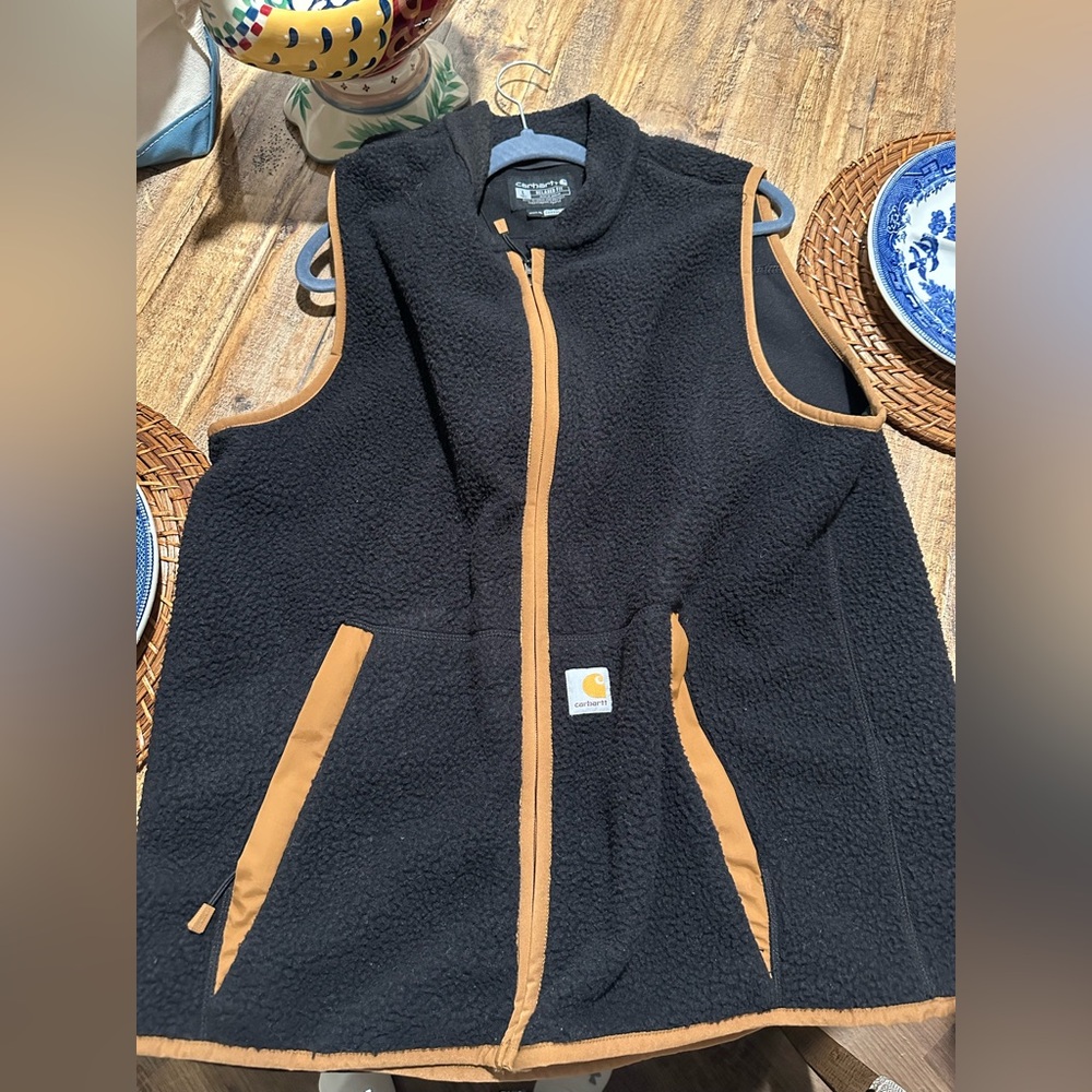 Carhartt Black and Tan Fleece Vest